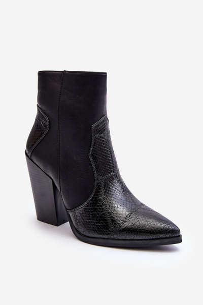 Dámske kožené kovbojské topánky čierne topánky Fiorene