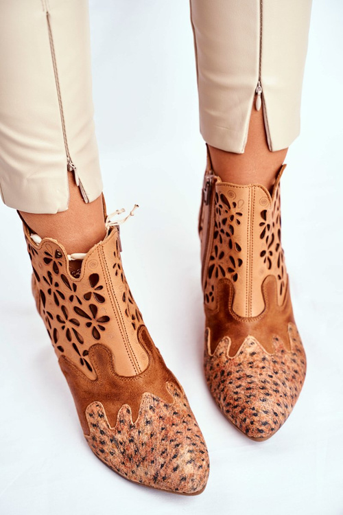 Dámské Kotníkové Boty na Podpatku Jarní Maciejka Camel 04369-29