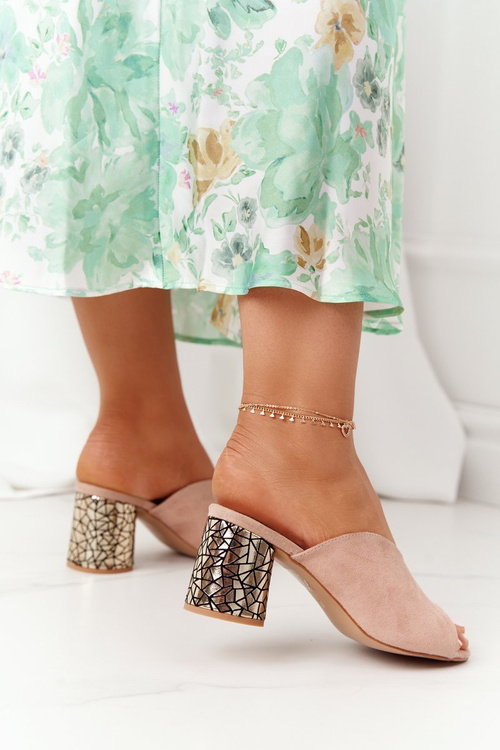 Semišové Nazouváky Na Podpatku S.Barski C420-15 Béžové