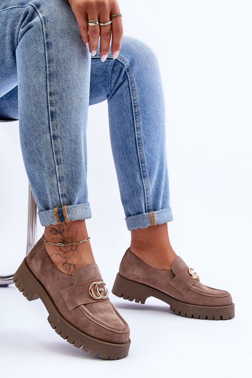 Dámské semišové polobotky s ozdobou tmavě béžová Rosefalls