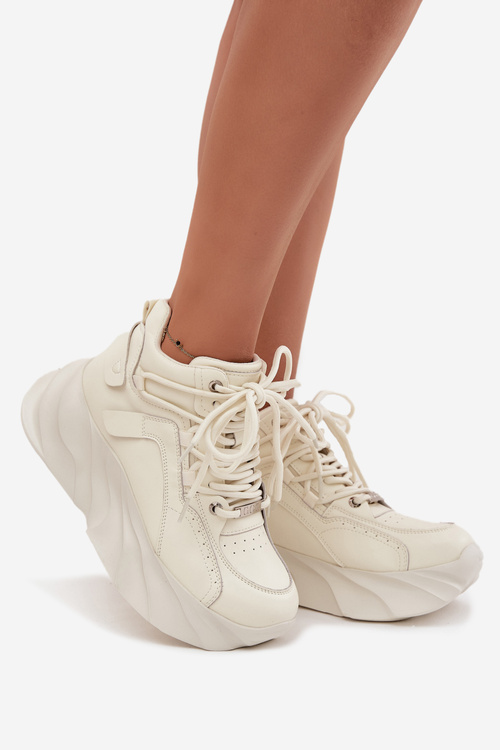 Dámske tenisky Prírodná koža GOE SS2N4037 Vyblednutá biela