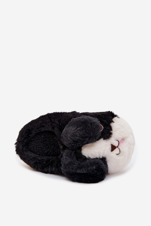 Dětské chlupaté pantofle pejskové černé Farnise