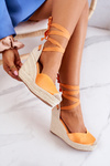 Espadrilles sandále na klinovom oranžovom úžasnom