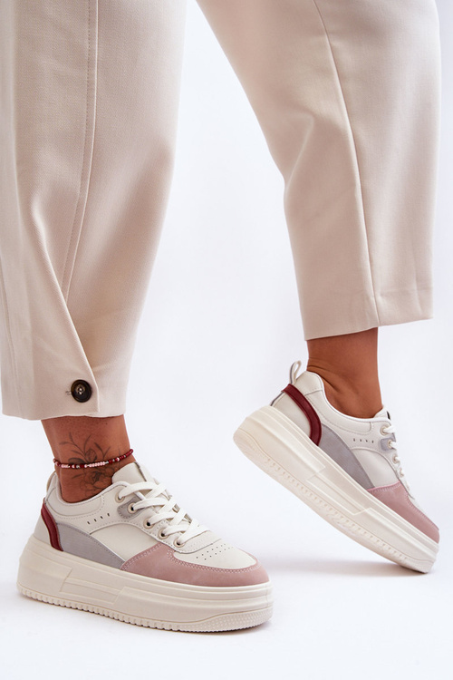 Dámské Sportovní Boty Na Masivní Platformě Bílo-Růžové Gemma