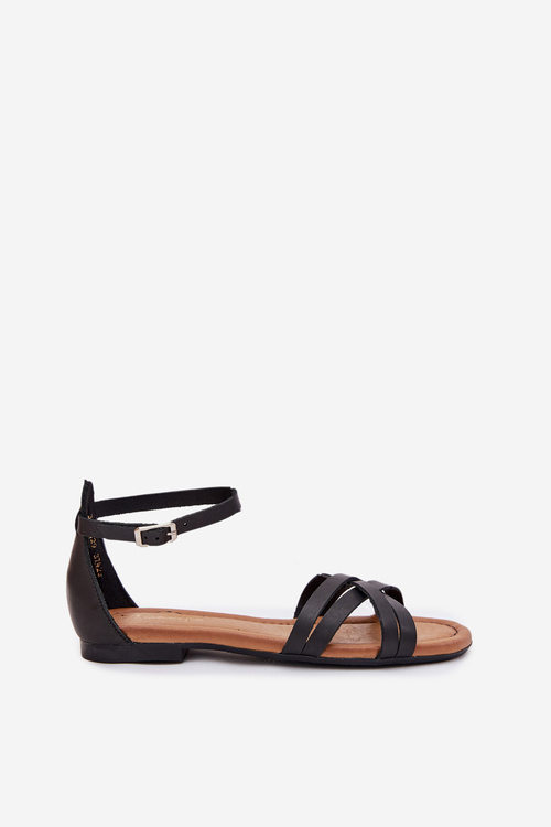 Dámske Kožené Sandále Na Plochéj Päte Maciejka 07029-01 Čierne