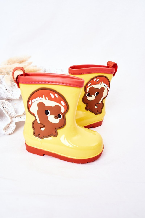 Detské galoshes s plyšovým medveďom žlto