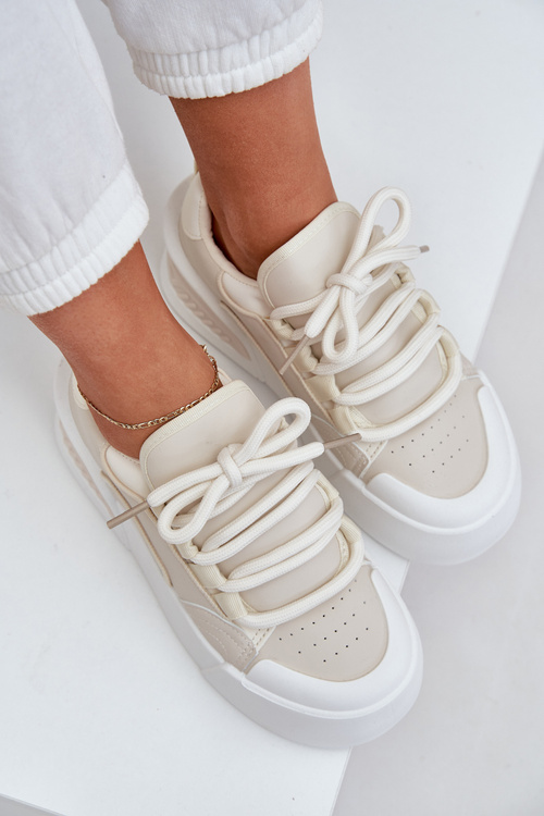 Dámské Tenisky S Tlustými Šňůrkami Na Platformě Béžové Laloma
