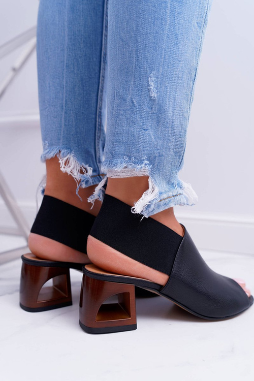 Sandály Kožené S žebrováním Laura Messi 1919 Cerne