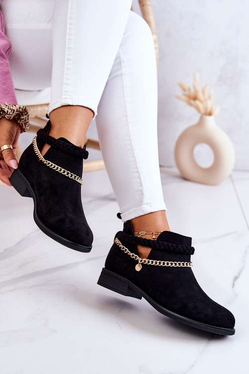 Semišové topánky s reťazou čierny talith