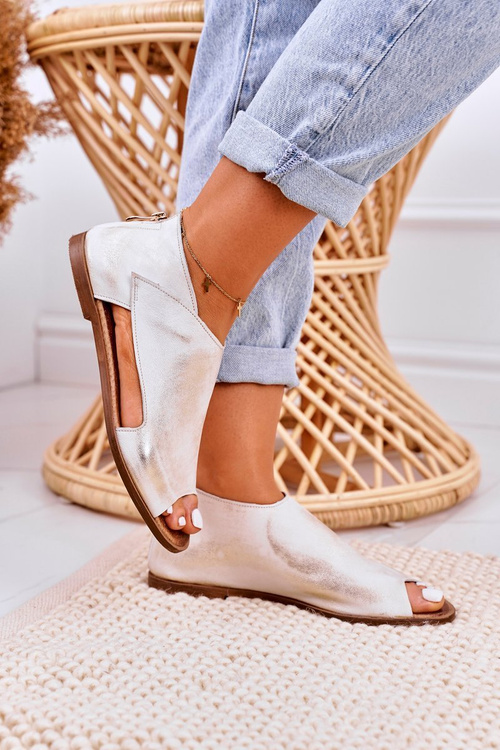 Dámské Kožené Sandály Nicole 2622 Bílé Kovové