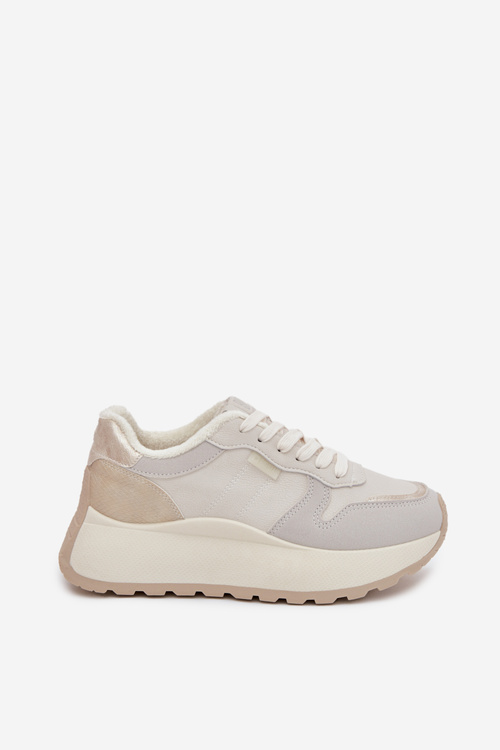 Zateplené dámske sneakersy na platforme Big Star SS274008 HI-POLY SYSTEM svetlo béžové