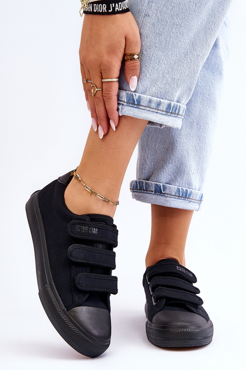 Klasické látkové tenisky na suchý zip Big Star LL274A204 Černé