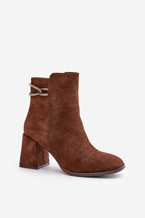 Zateplené dámské boty na podpatku z ekologické semišové tmavě zelené Saivia