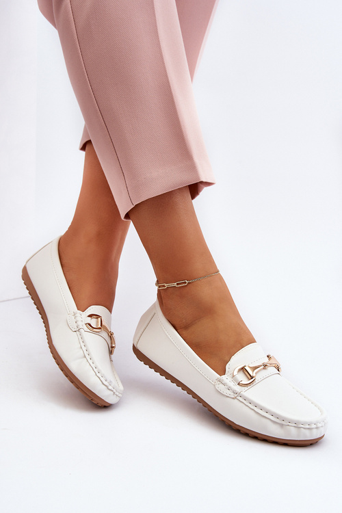 Dámské klasické mokasíny z ekologické kůže bílé Demese