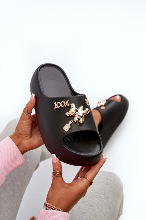 Dámské lehké pěnové žabky s ozdobami Černé Orchia