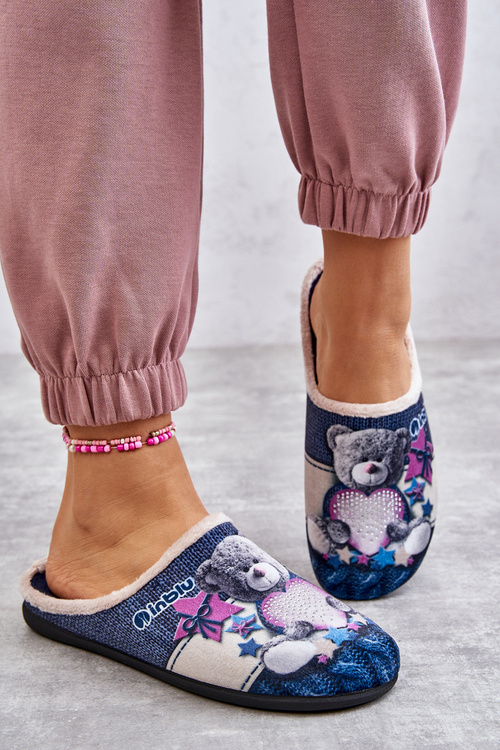 Papuče Befado Medvídek se srdcem 155D210 tmavě modrá