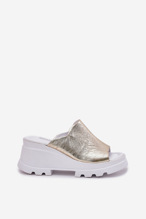 Kožené Klapky Na Klínu Artiker 56C0435 Zlaté