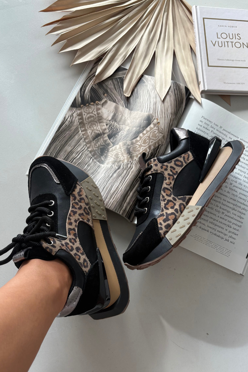 Kožené dámske tenisky na platforme Panterka Artiker 55C0134 Čierne