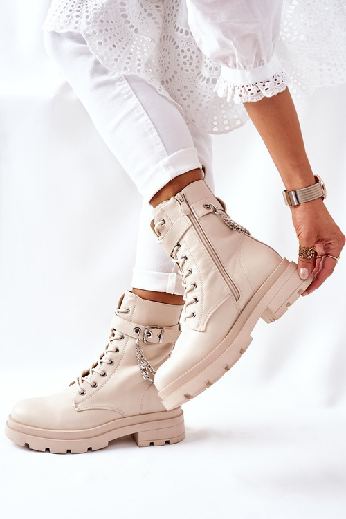 Vysoké boty na masivní platformě Bezové Midtown