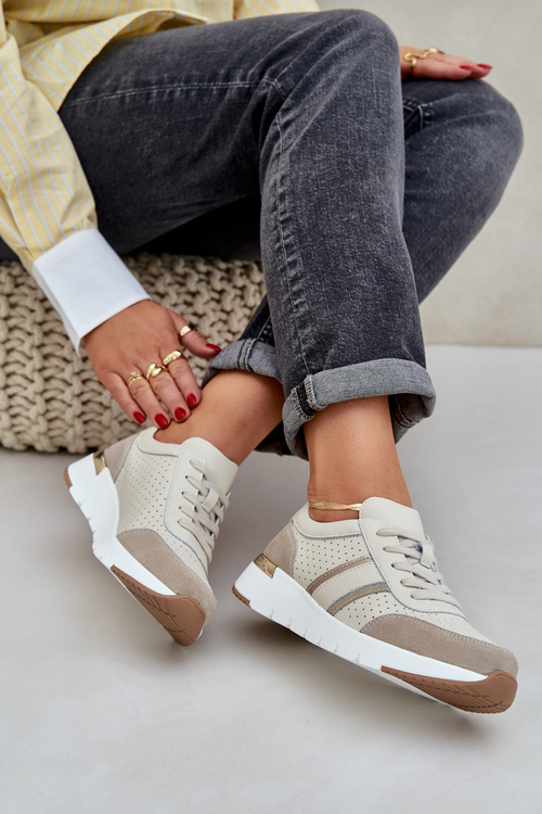 Dámské kožené tenisky na platformě béžové Gatira