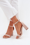 Dámské sandály na podpatku z eko semiše béžové Elirae