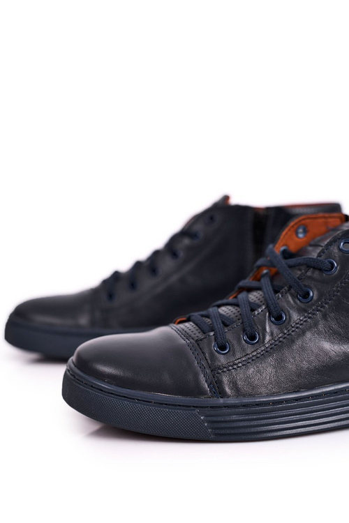 Pánské Kožené Boty Trenéři BEDNAREK Tmavě Modré