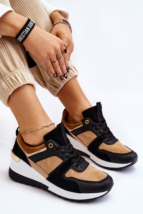 Klasické béžové a tenisky na klínku černé Collide