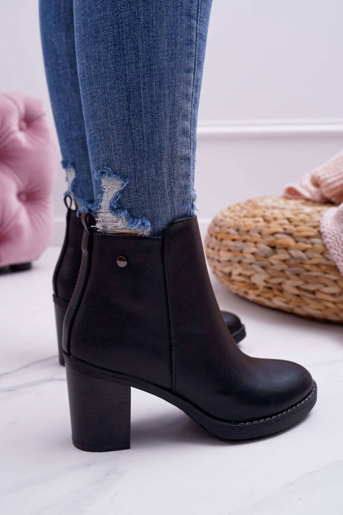 Dámské Kotníkové Boty Na Podpatku Černé Serrena