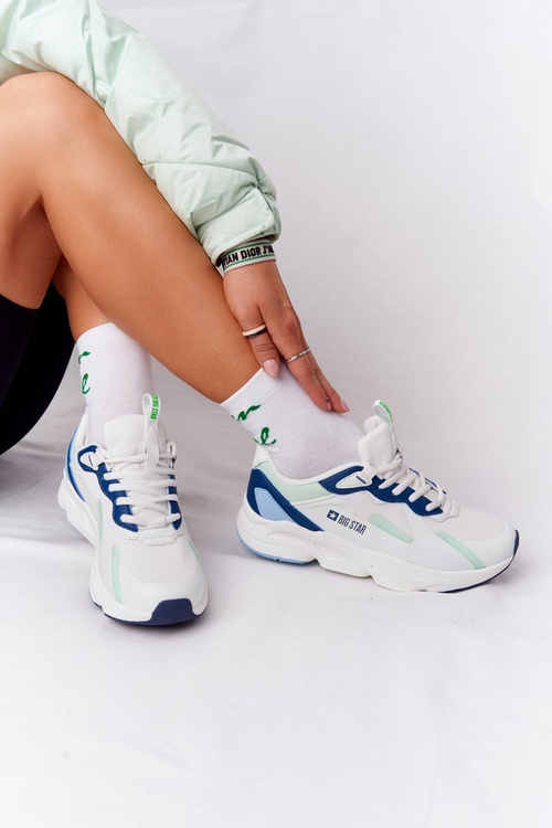 Dámské Tenisky Memory Foam Big Star HH274810 Bílé-Zelené