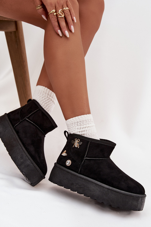 Dámske snehule na platforme s prackami čierne Maelle