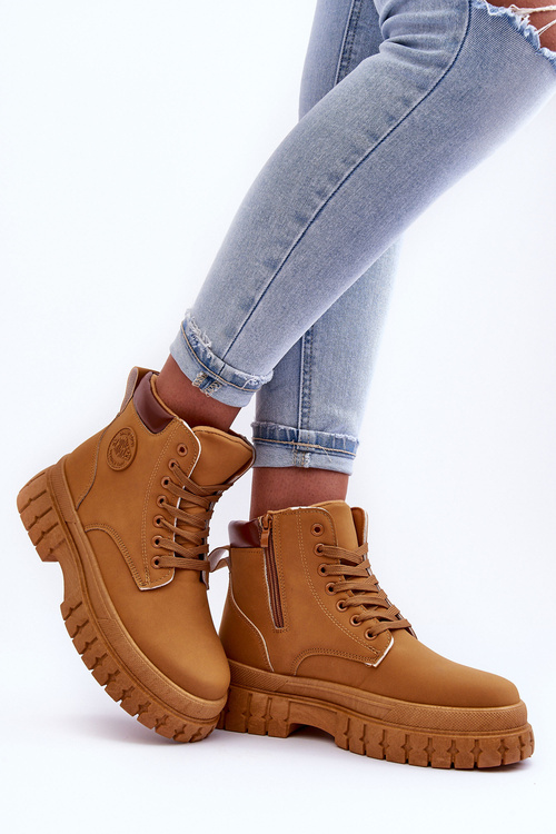 Dámské kožené zateplené trapery hnědé Poles