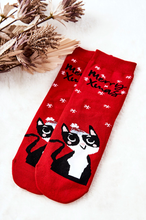 Vianočné ponožky Red Kitty
