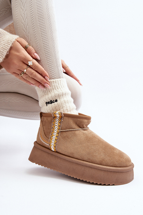 Sněhule na platformě se vzorem světle hnědé Udra