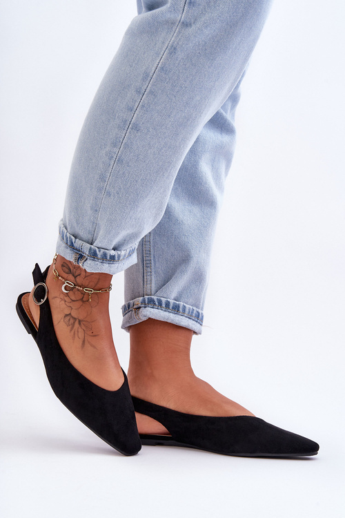 Ženské semišové baleríny čierna kenra