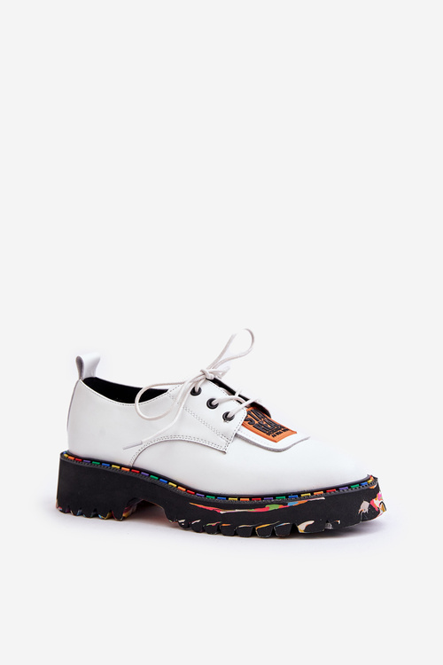 Dámské Kožené Polobotky Šněrovací Artiker Bílé 55C0500