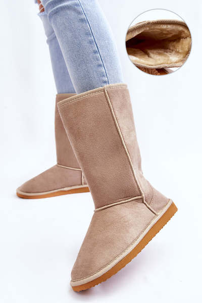 Ženské semišové vysoké snehové topánky izolované béžová reyma