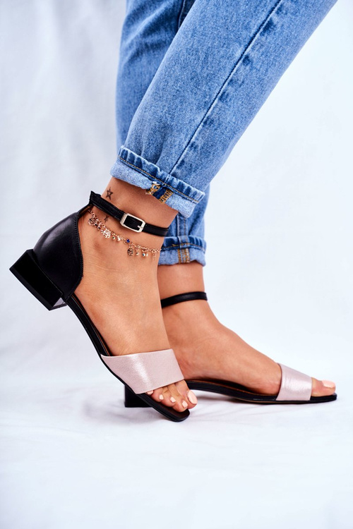 Kožené Lesklé Sandály Maciejka 04618-21 Cerné-Růžové