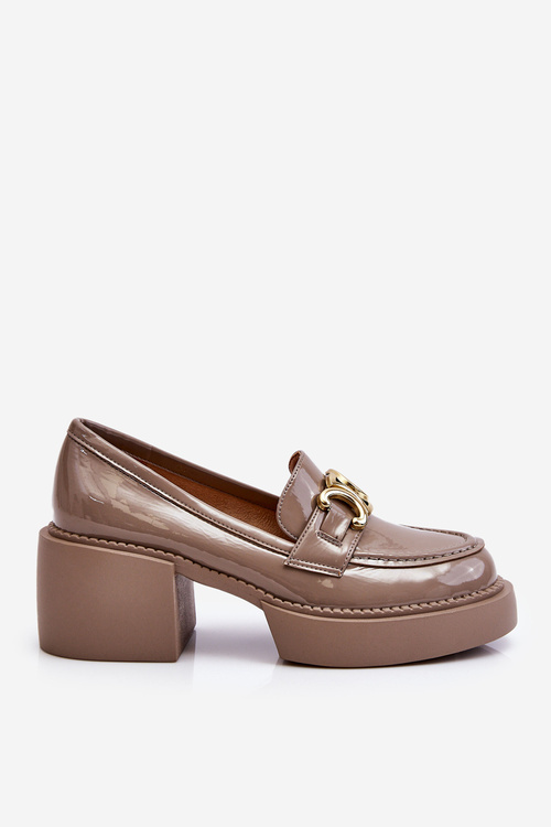 Módní lodičky Brogues na masivních podpatcích Béžové Imani