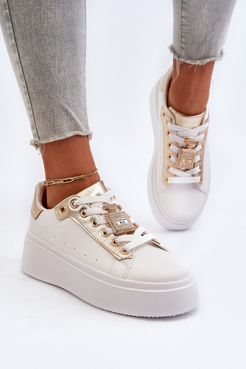 Dámske tenisky s ozdobou Biele Celedria