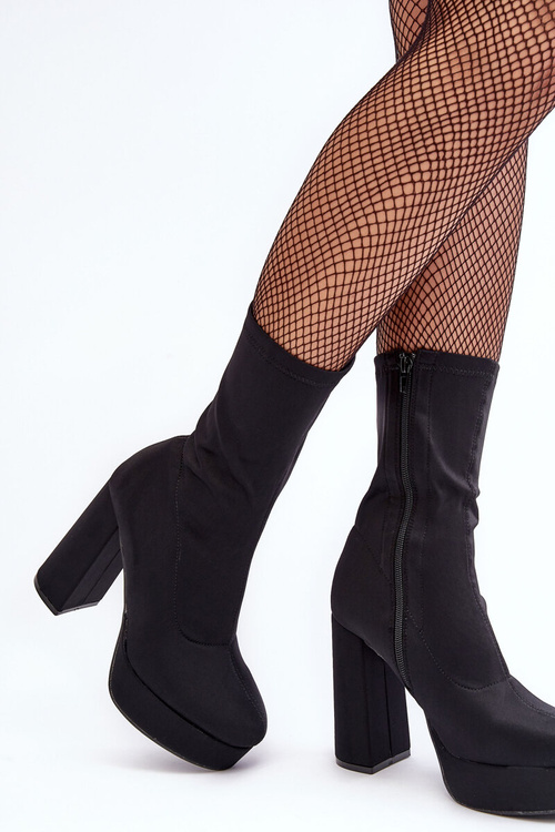 Botky Na Vysokém Sloupku Se Zipem Černé Peculia