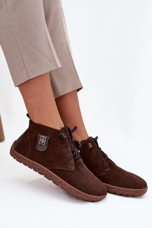 Semišové dámske mokasiny Barefoot s ozdobným detailom Zazoo 30072 čokoládové