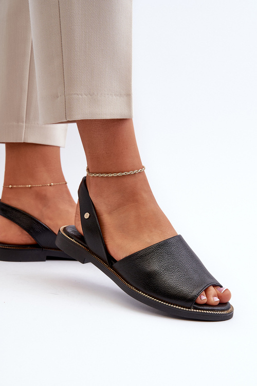 Kožené posuvné čierne sandále lemar alivia