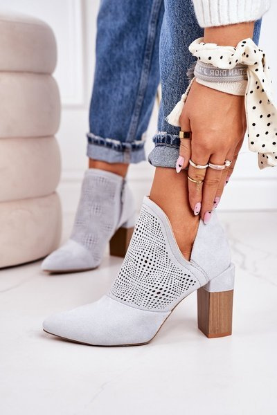 Prolamované Boty Na Sloupku Světle Šedé Michelle