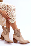 Dámské semišové kovbojské boty na podpatku Béžové Norvella 