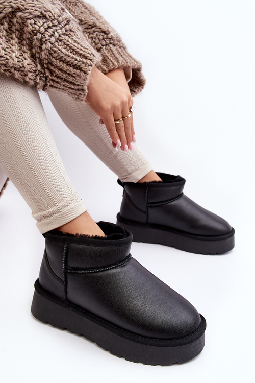 Kožené Dámské Sněžníky Na Platformě Černé Loreley