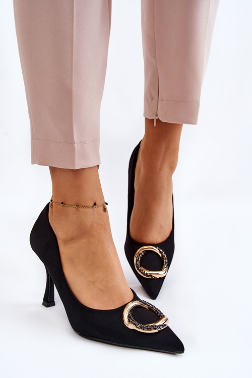 Elegantní vysoké podpatky s módní dekorací černe Precious