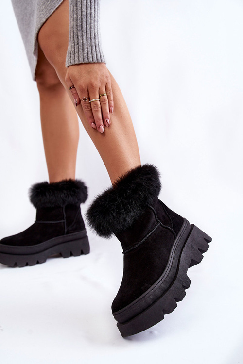 Dámske semišové snehové topánky Čierne lemar Ann