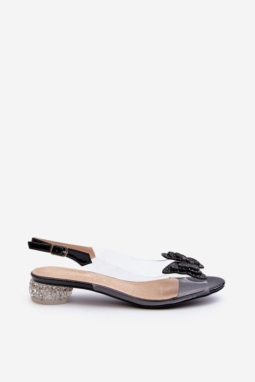 Priehľadné sandále s dekoráciami Czarne S. Barski MR1037-05