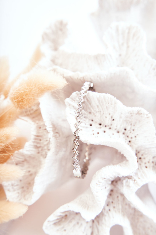 Dámský Náramek z nerezové oceli se Zirkony Stříbrný Crown