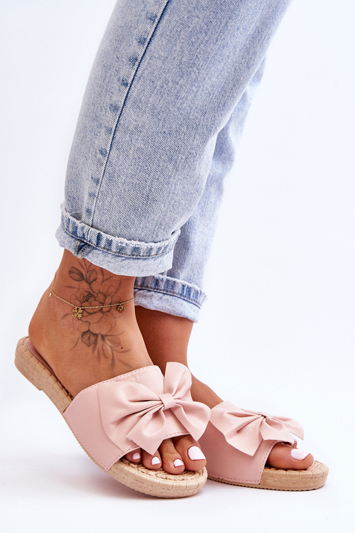 Módne dámske papuče s ružovým lukom Estera